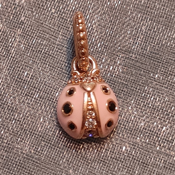 ʕ·ᴥ·ʔ Authentic Pandora Rose Lucky Pink Ladybug Pendant 387909EN160 - Picture 2 of 3